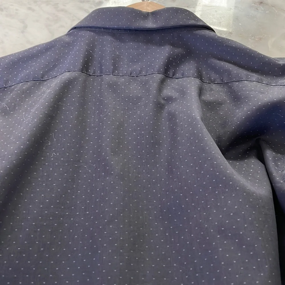 Black Tag Slim Fit Zara Men’s Navy Blue Dress Shirt medium - Picture 3 of 5